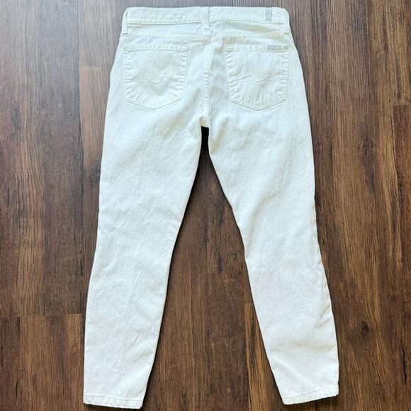 7 For All Mankind White Cropped Low Rise Jeans Women’s Size 29 - Picture 3 of 9